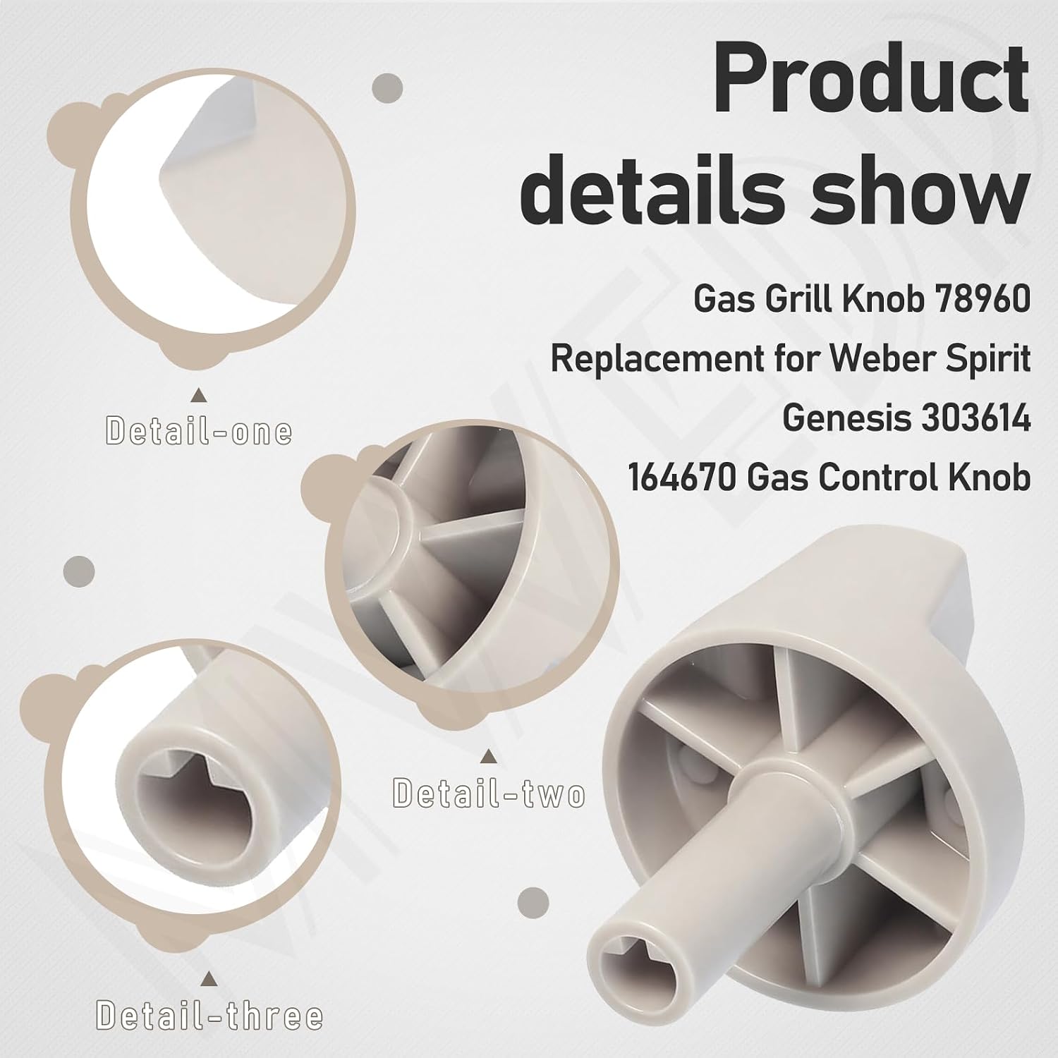 3-Pack 78960 Grill Replacement Control Knob (Stem Length 1-3/8") Compatible with Spirit 500 & 700 Genesis 1000-5500, Replaces 164670, 303614