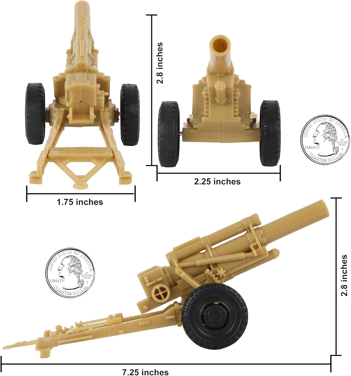 BMC CTS WW2 US Howitzer Artillery & Crew 12pc Tan Plastic Army Men Playset