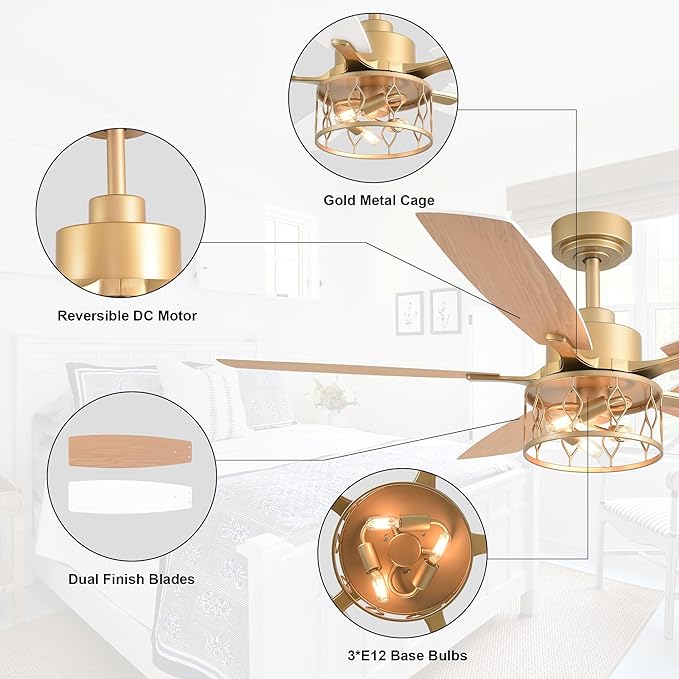 Ventilador de Techo 52 Pulgadas Con Luz Control Remoto 110V miniatura 3