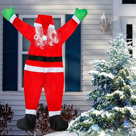 Hanging Santa Claus Decoration (3.54 ft), Outdoor and Indoor Climbing Santa Claus Suit for Roof, Porch, Balcony, Window Door Decor 108cm