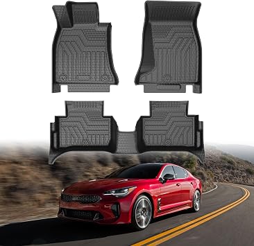 Mixsuper Floor Mats for Kia Stinger 2018 2019 2020-2024 AWD Models All Weather Floor Liners 1st & 2nd Row Set Black