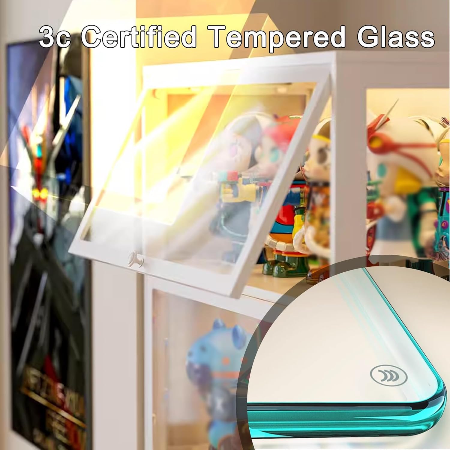 Display Cabinet Toys Display Shelf，Display Cabinet with Glass Door Curio Cabinets with Glass Doors All Steel Glass Display Cabinet for Convenient Storage, Sealed dustproof, Easy to Clean (Co