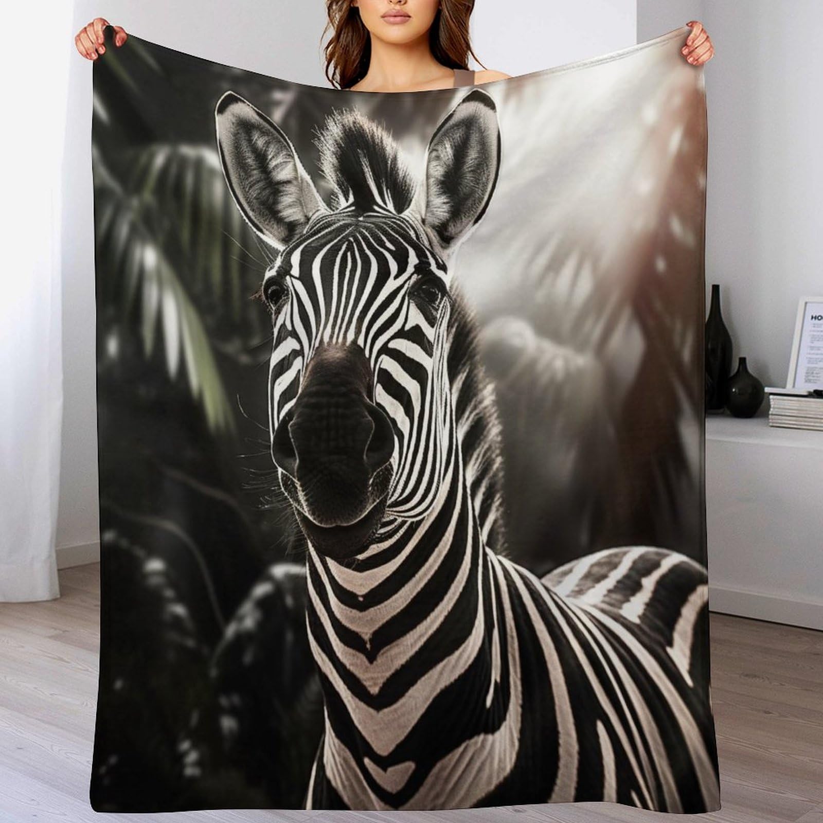 Couverture polaire zèbre en flannel douce jeté de lit haut de gamme