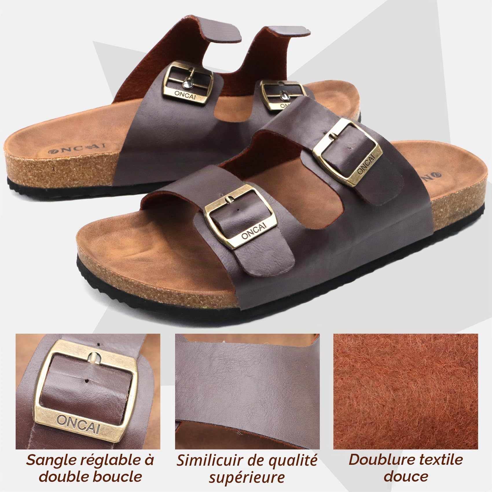 ONCAI Homme-Mules-Sandales-Claquette-Slide-Sandales de Plage Loisir Bout Ouvert Chaussures de Plage Antidérapant Été Confortable Chaussons