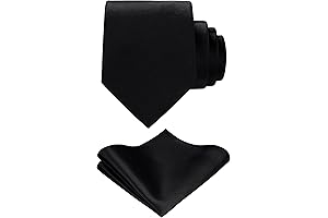 TIE G Solid Woven Necktie Set with Pocket Square