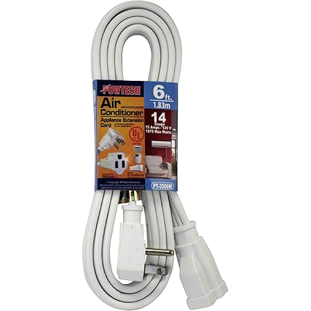 Amazon Com Powtech Cable De Extension Para Aire Acondicionado Y Aparato Principal 14 Calibre 125 V 15 Amperios 1875 W Cable De 3 Pronged Herramientas Y Mejoras Del Hogar