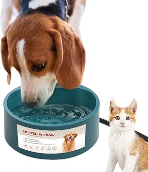 NAMSAN Heated Water Bowl for Outdoor Cats, 2.2L Heated Dog Bowl, Provides Drinkable Water in Winter, Heated Pet Drinker for C