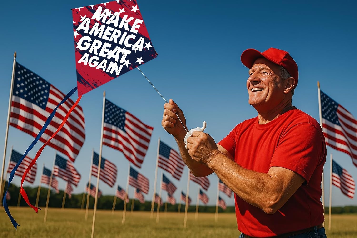 MAGA Patriotic Kite – Large Outdoor Diamond Kite with Make America Great Again Design – Durable, Easy-to-Fly for Beach, Park, and Political Rallies