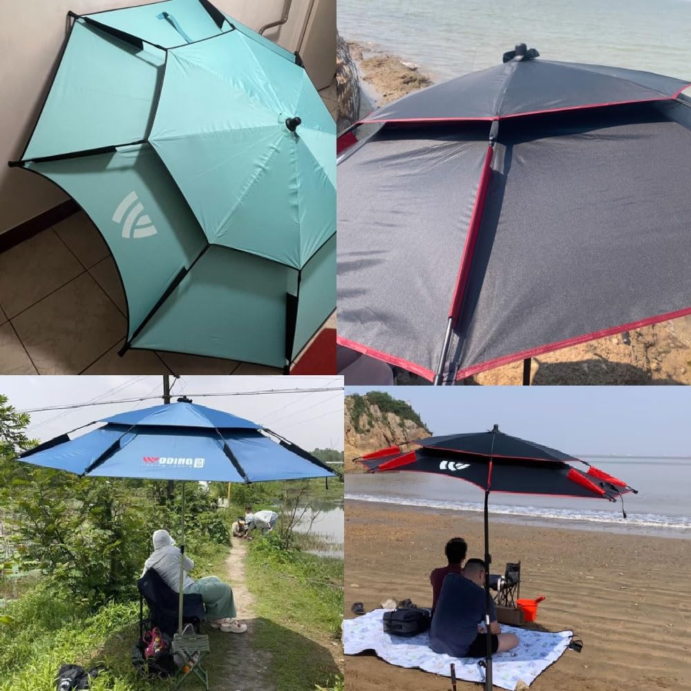 Sombrilla De Playa Antiviento Protección Solar Sombrilla De Jardín Portátil, Techo Doble De Ventilación, Exterior Parasol Pesca para Camping Playa(Gray,260cm/8.5ft)