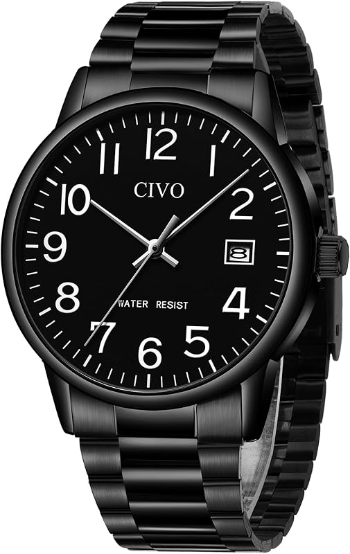 Relojes de cuarzo analógico para hombre: reloj impermeable con esfera numérica