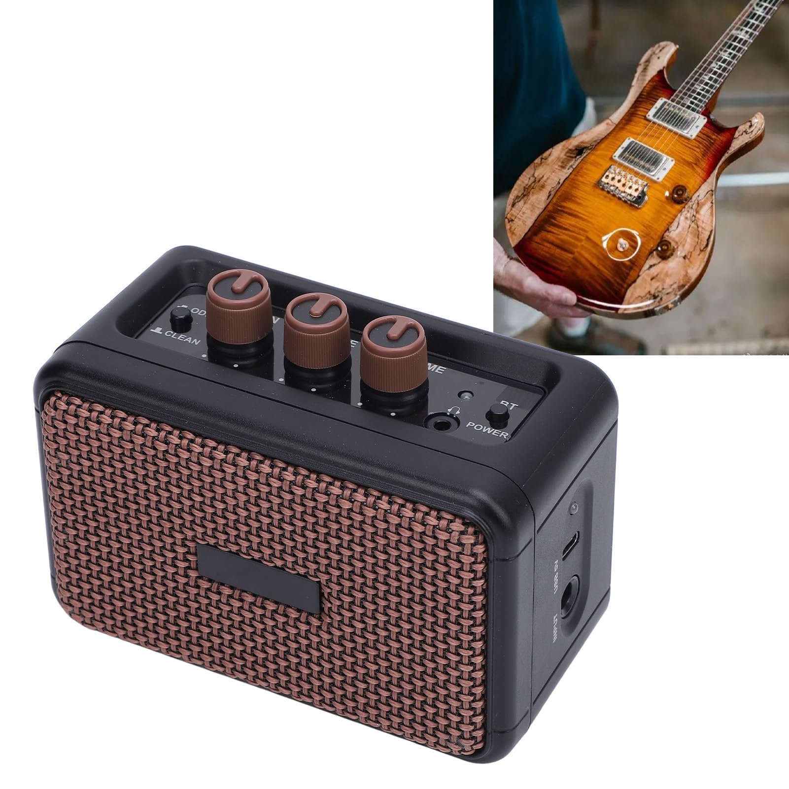 Wireless Guitar Mini Electric Guitar Amplifier, Dual Speakers 5W