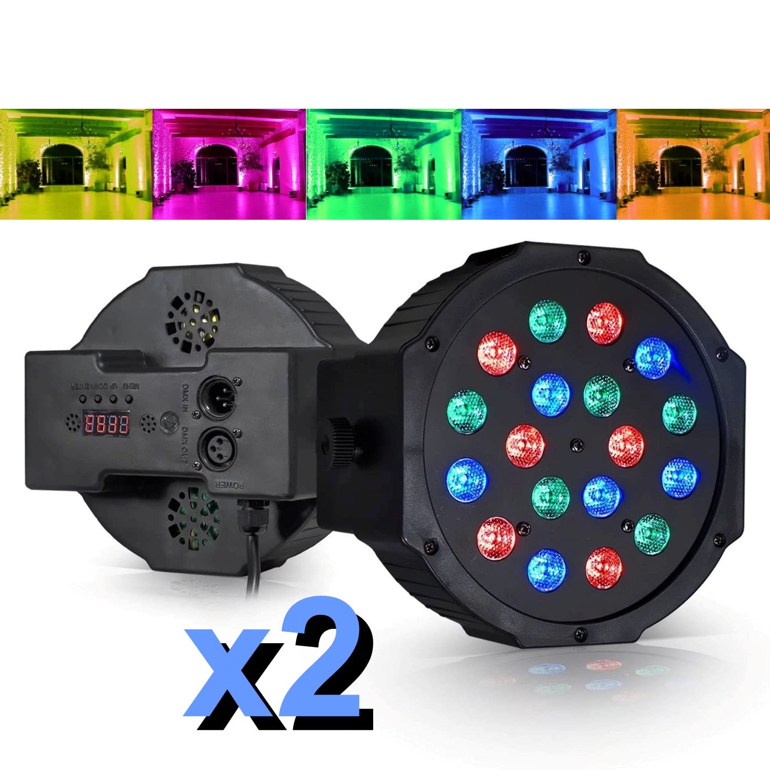 IBI - Ensemble de 8 jeux de lumière compacts et puissants + 1 portique acier robuste - idéal soirée dansante PA DJ SONO MIX LED