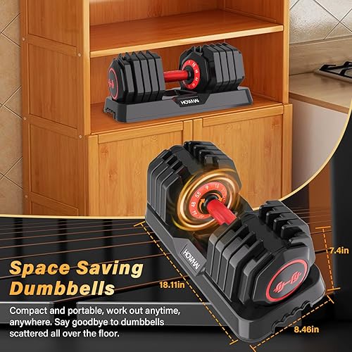 Miniatura 7 de Mancuerna ajustable de 55 libras, mancuerna ajustable 10 en 1 con mango de textura antideslizante, ejercicio y fitness para hombresmujeres, equipo