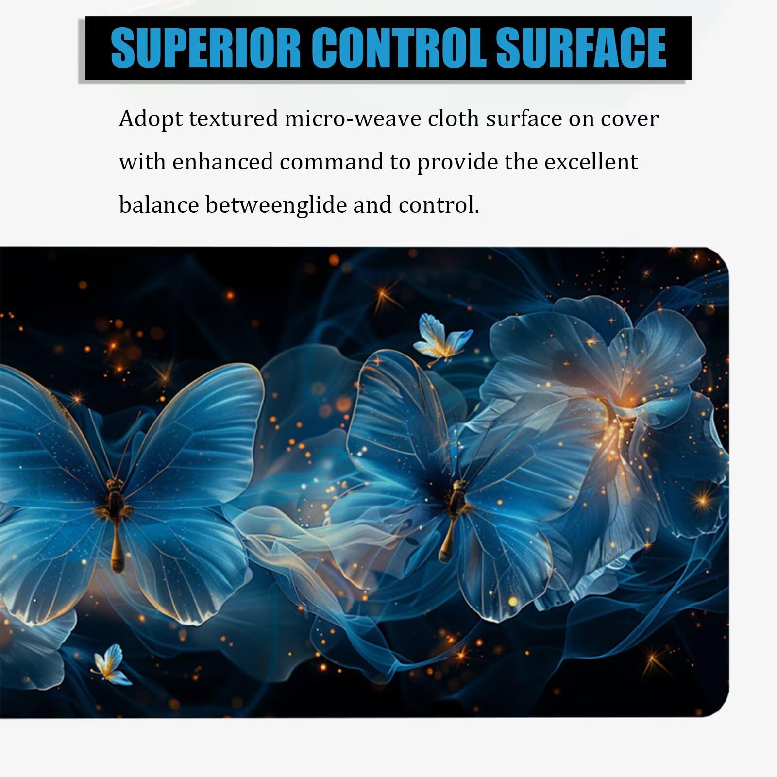 Podkładka pod mysz, 1200 x 600 x 3 mm, motyl, duża podkładka pod mysz, na biurko, gwiaździste niebo, XXL, z antypoślizgowym spodem, podkładka na biurko, do komputera, MacBooka, laptopa, akcesoria