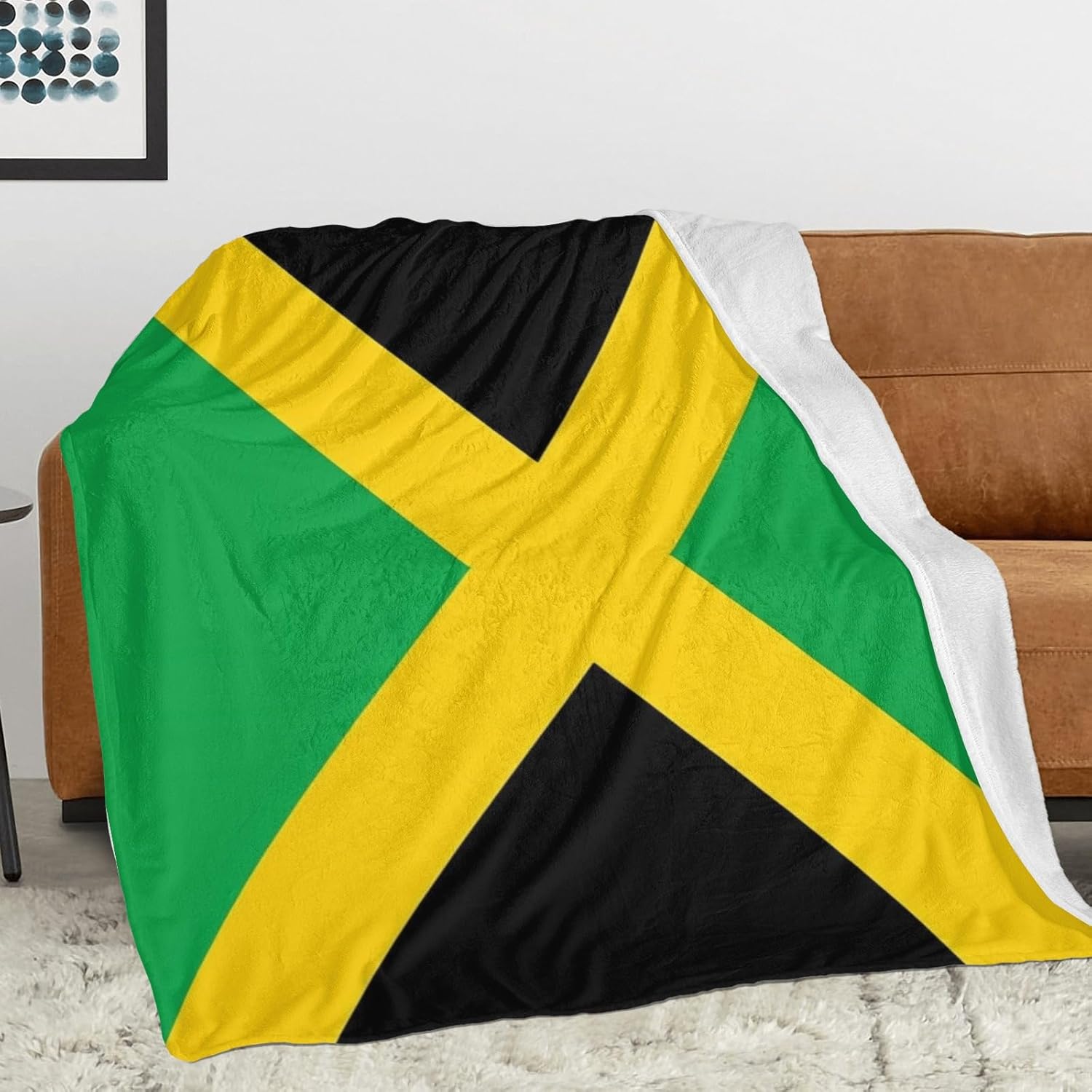 Jamaica Jamaican Flag Throw Blanket Flannel Blankets Soft Warm Cozy Lightweight Bed Throws for Bedroom Living Room Sofa Couch Home Decor 60“x50” - Image 3
