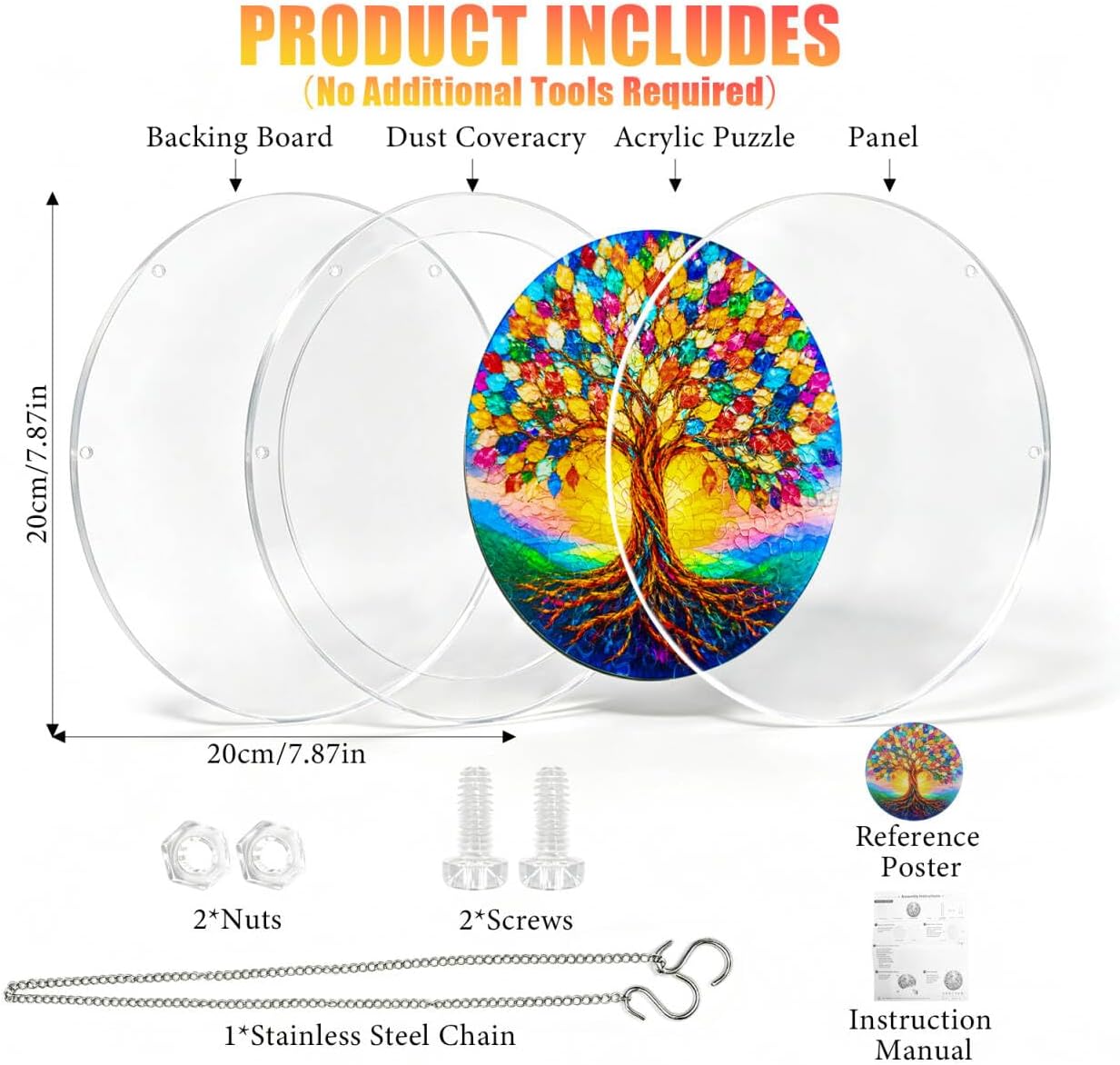 Acrylic Jigsaw Puzzle Suncatcher, Tree of Life Sun Catcher Puzzle