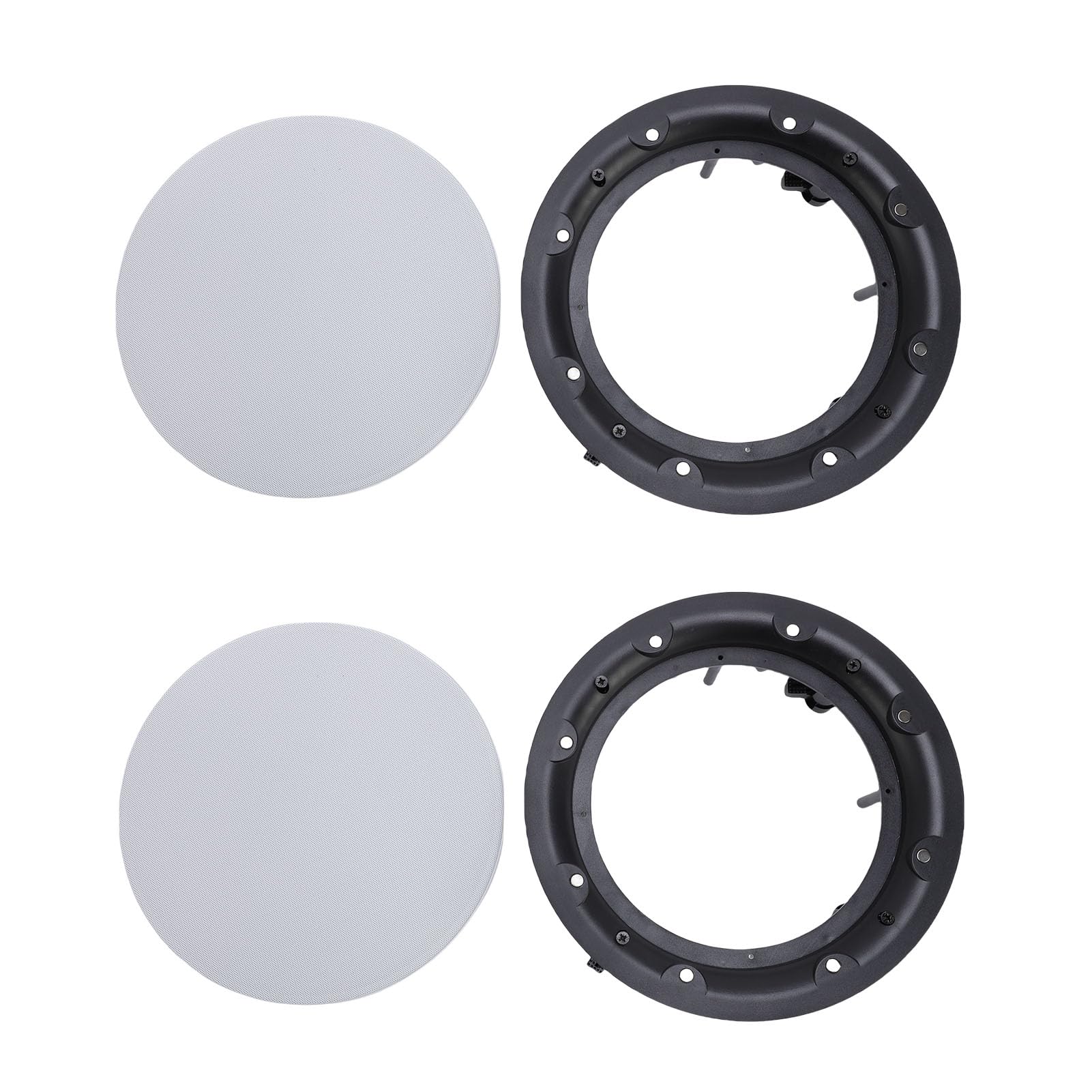 Sxhlseller Lot de 2 Grilles de Haut-Parleur de Plafond Rondes Magnétiques en Métallique avec Base de Montage en ABS, Finition Blanche Pouvant être Peinte, Diamètre Extérieur 280 Mm pour