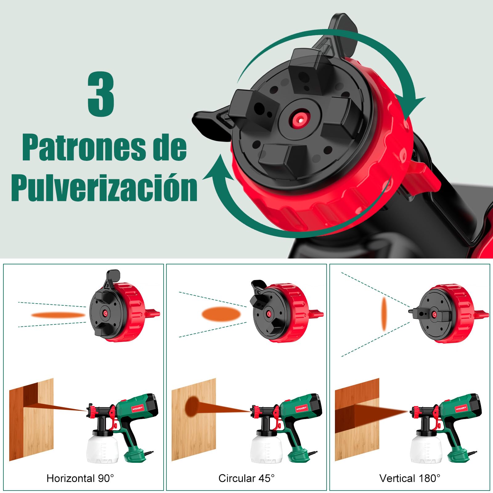 HYCHIKA Pistola Pintura 600W, Pistola de Pintura HVLP con Contenedor de 1200mL, 4 Boquillas, 3 Modos y 2 Herramientas de Limpieza, Ideal para Pulverizar Muebles, Vallas, Paredes, Bricolaje