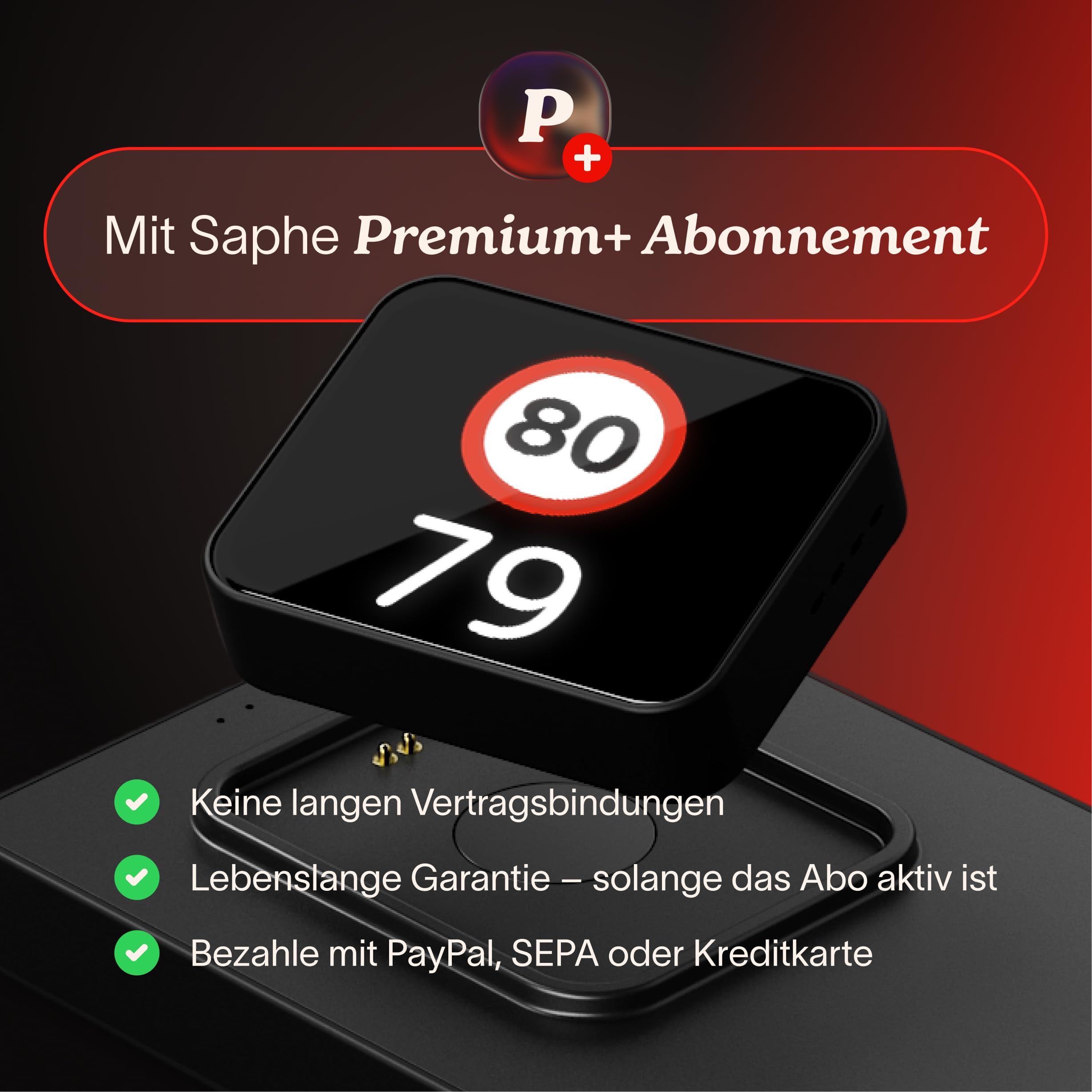 Saphe T Verkehrsassistent für Auto. Fahr sicher, Jeden Tag. Warnt vor Blitzern, Gefahren und Staus. Zeigt Tempolimits und Tempo-Warnung. Inkl. 6 Monate ABO.