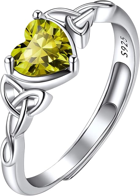 Suplight 925 Sterling Silver Celtic Knot/Claddagh Heart Rings, Adjustable Ring Irish Celtic Jewelry for Women Girls (with Gift Box)