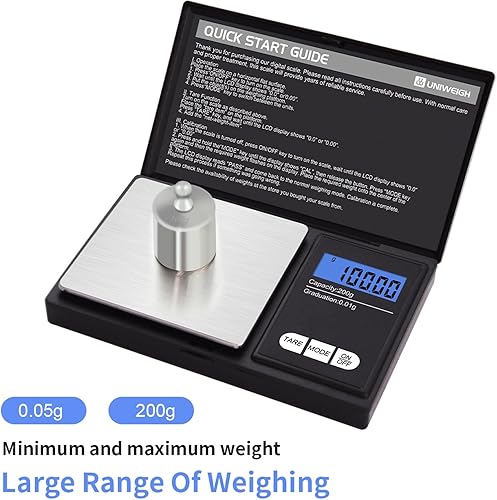 Miniatura 2 de Báscula digital de gramo, 7.05 oz 0.01g01oz báscula de peso gramo y onza, mini báscula de bolsillo inteligente electrónica con peso de calibración