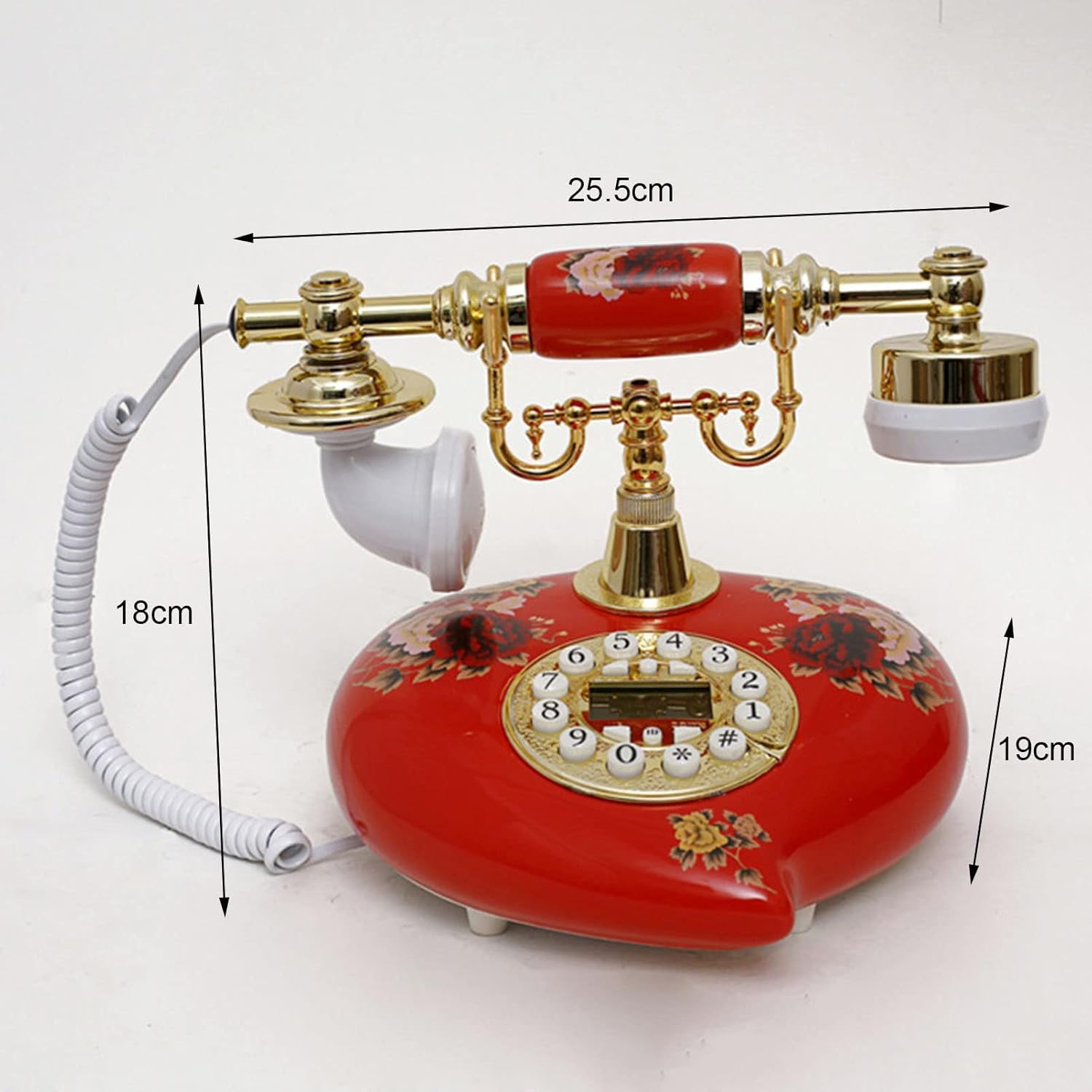 Vintage Antique Phone Push Button Phone Classic Retro Style Fixed Phone Bedroom Decor Home and Office Phone (White) (White. b)