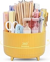 Vista 11 de SKYDUE Organizador de escritorio giratorio de 360 grados, soporte para lápices y bolígrafos de doble propósito, organizador de bolígrafos