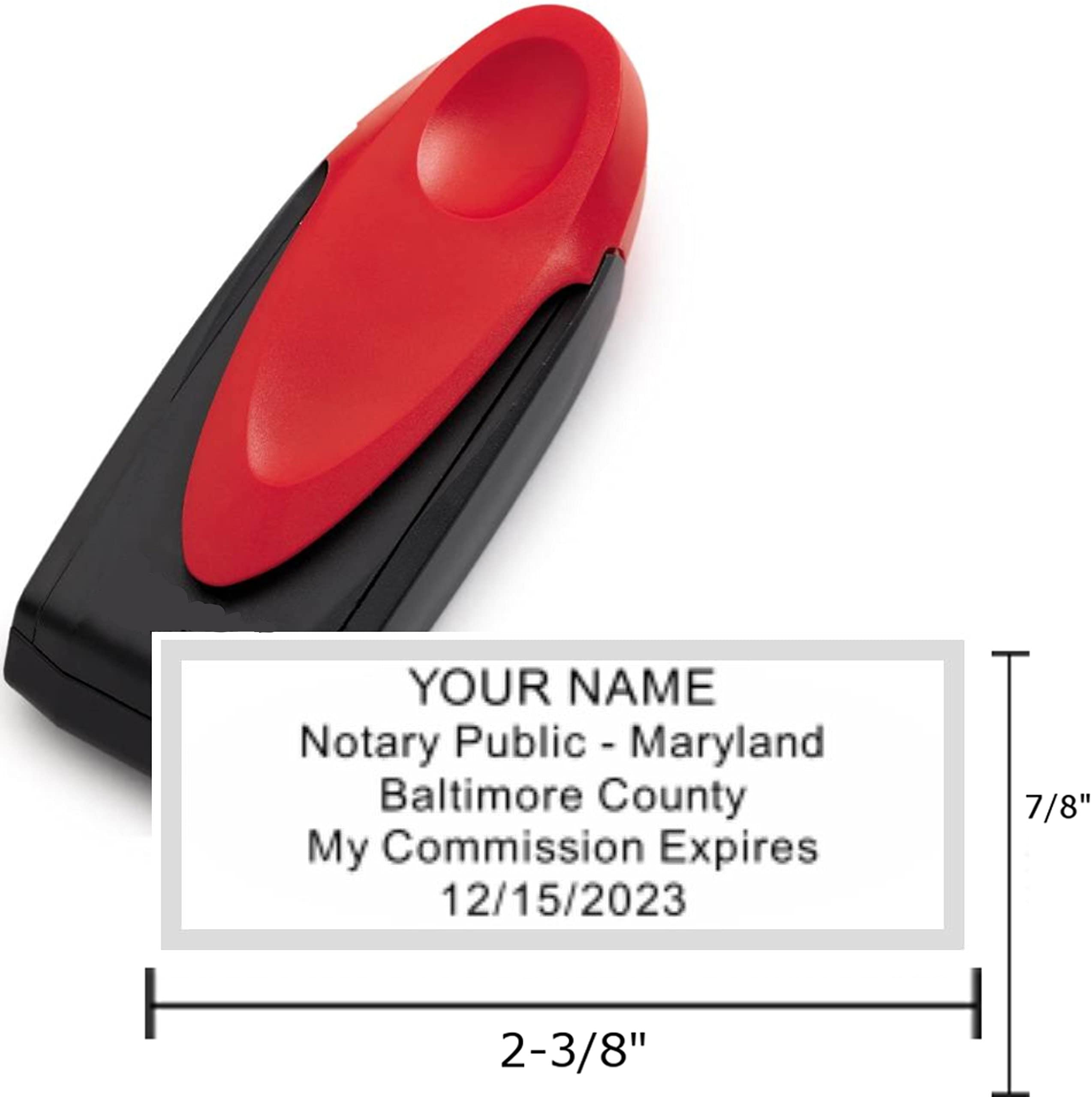 Maryland Notary Stamp | Red Standard Mobile Pocket Stamp (Black Ink)