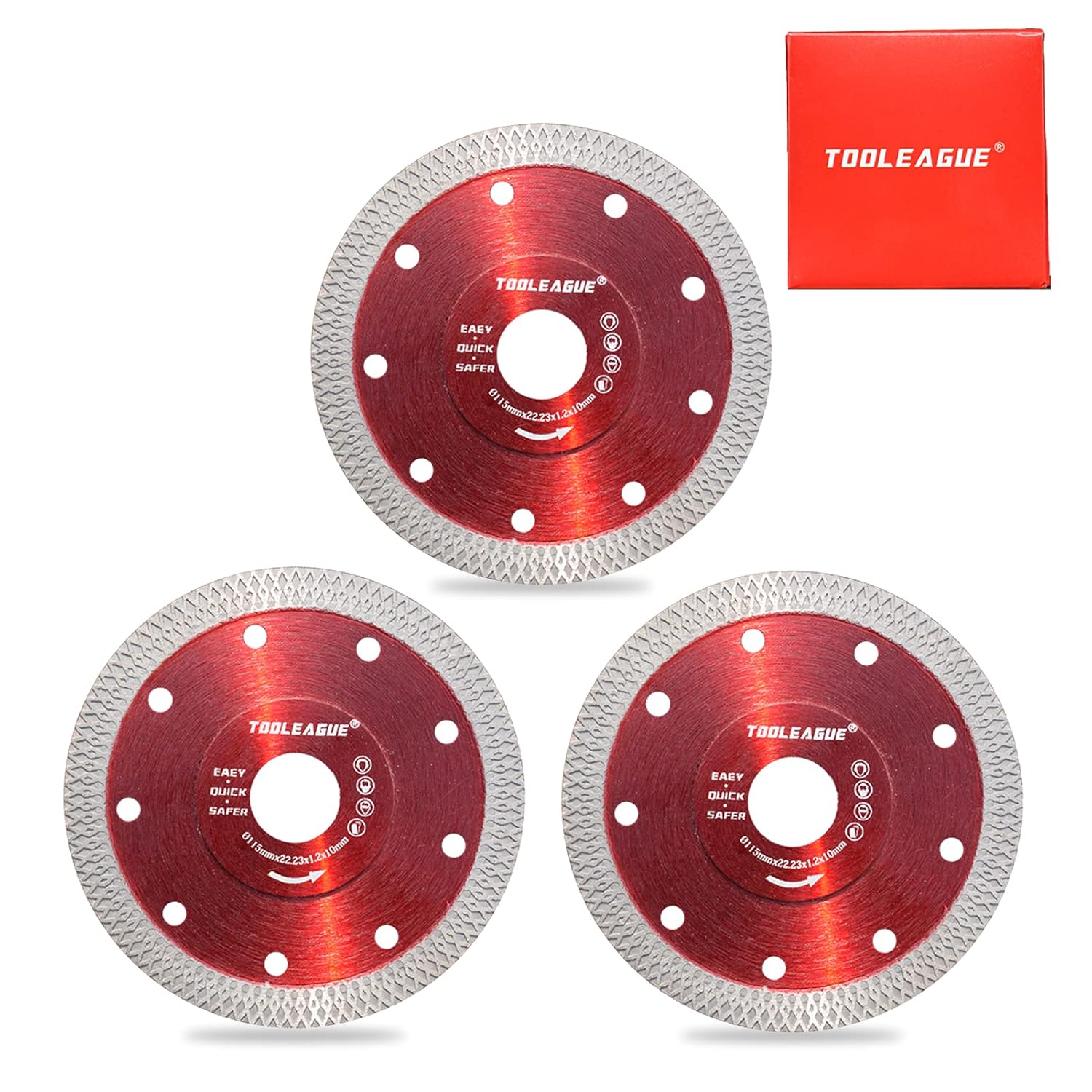 TOOLEAGUE Diamond Saw Blade, 4-1/2 inch Super Thin Tile Blade, Diamond Cutting Wheel for Cutting Porcelain Tile Granite Marbles, 10 Pcs