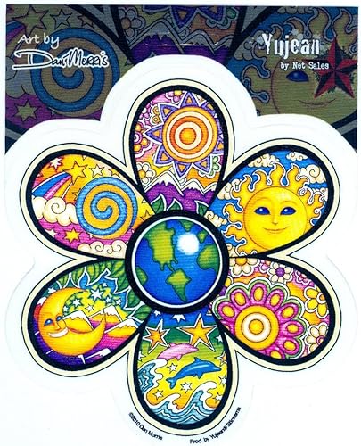 Dan Morris - Flor Celestial de la Tierra - 4.75" x 5" - Adhesivo / Calcomanía UV Entrada/Salida Protección contra el Clima, Larga Duración