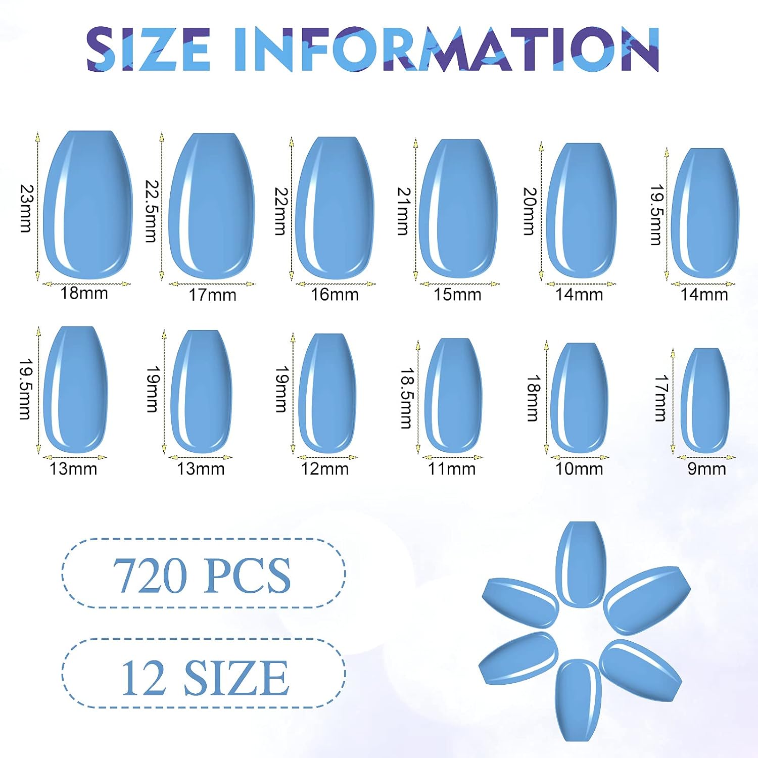 720 Pieces Fake Nails Short False Nails Medium Square Artificial Fake Nails Full Cover Fingernails Coffin Press on Nail Glossy Pure Color False Nail Tip for Women Girls Kids DIY Nail (Classic Colors)
