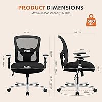 Vista 2 de Sweetcrispy Silla de Escritorio de Oficina Grande y Alta con Soporte Lumbar, Silla de Computadora Ergonómica de Malla de Servicio Pesado de 500