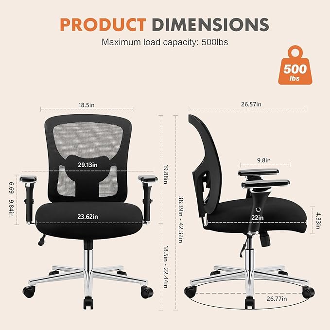 Silla de Oficina Ergonómica con Soporte Lumbar Ajustable y A miniatura 2