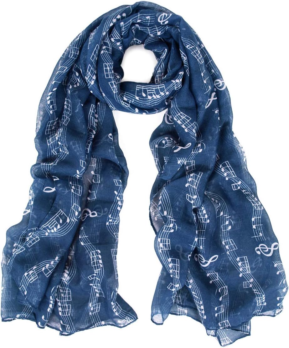 TrendsBlue Premium Music Notes & Chords Fashion Scarf Wrap