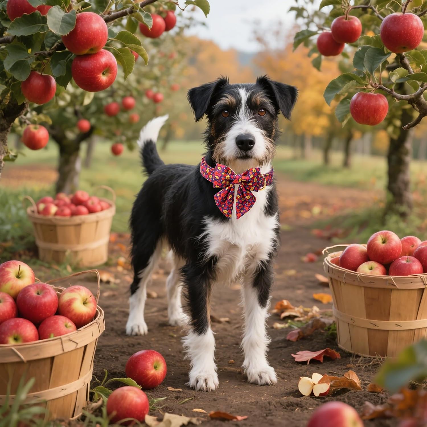 Unique style paws Cartoon Dog Collar with Bowtie Autumn Puppy Collar with Colorful Maple Leaf for Small Medium Large Boys Girls Dogs image 5