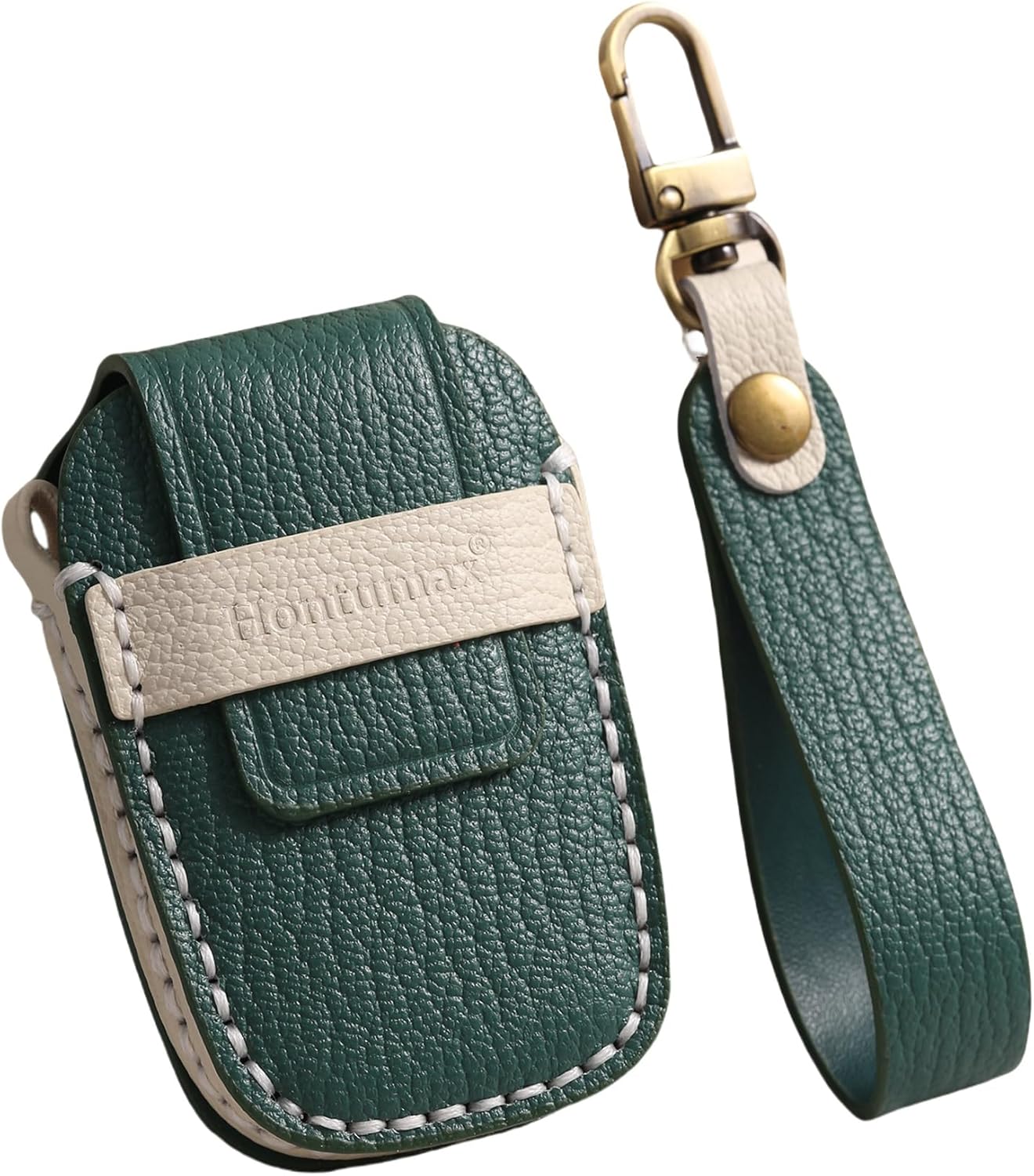Genuine Leather Key Fob Cover Case for Toyota Corolla Crown Prius BZ4X Highlander Camry 4Runner 2025, for Subaru Solterra (Green)