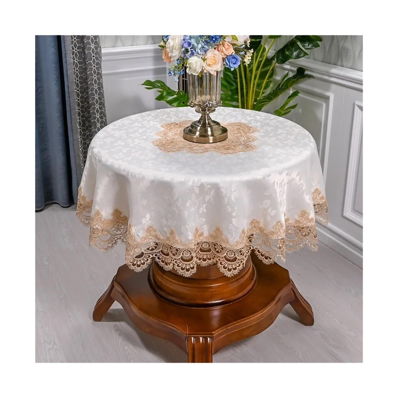 SHENJMAI Vintage Lace Table Table Cloth For Round Lace Tablecloth Dining Cover Embroidered Mat Dust(Color9,Diameter 175cm Round)