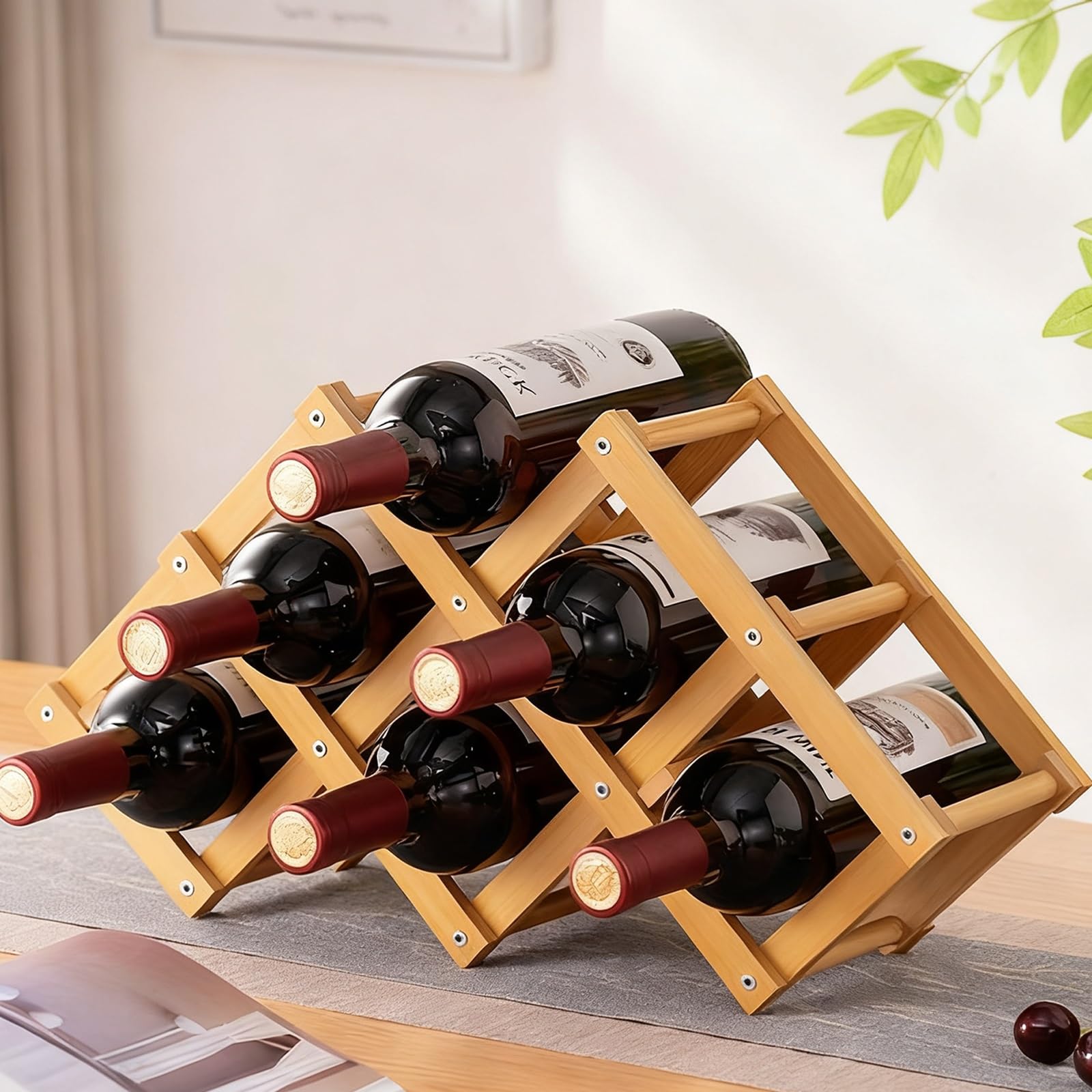Casier à vin pliable bambou petit espace bouteille cuisine bar