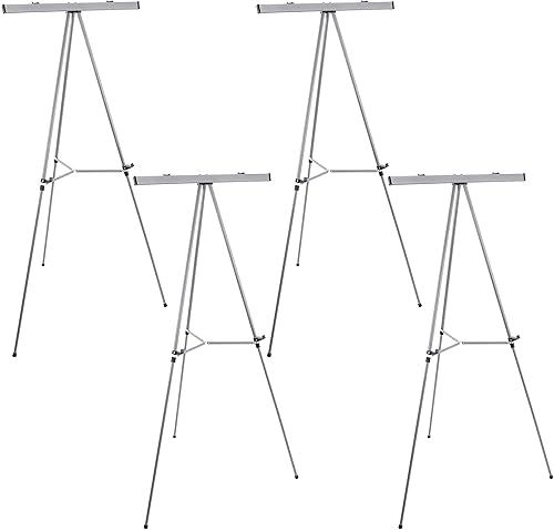 U.S. Art Supply - Caballete de aluminio plateado de 66 pulgadas de alto aula y soporte de presentación (paquete de 4)  trípode portátil grande