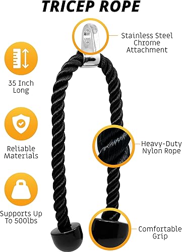 Miniatura 2 de Tricep Rope Cable Attachment 35 Rope Pull Down Attachment Cable Attachments for Gym Cable Handles Gym Equipment Gym Rope Pull Down Rope Attachment