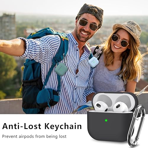 Miniatura 6 de Funda para AirPods de 3 generación con kit de limpieza, funda protectora de silicona suave para Apple AirPods de 3 generación con llavero, funda a