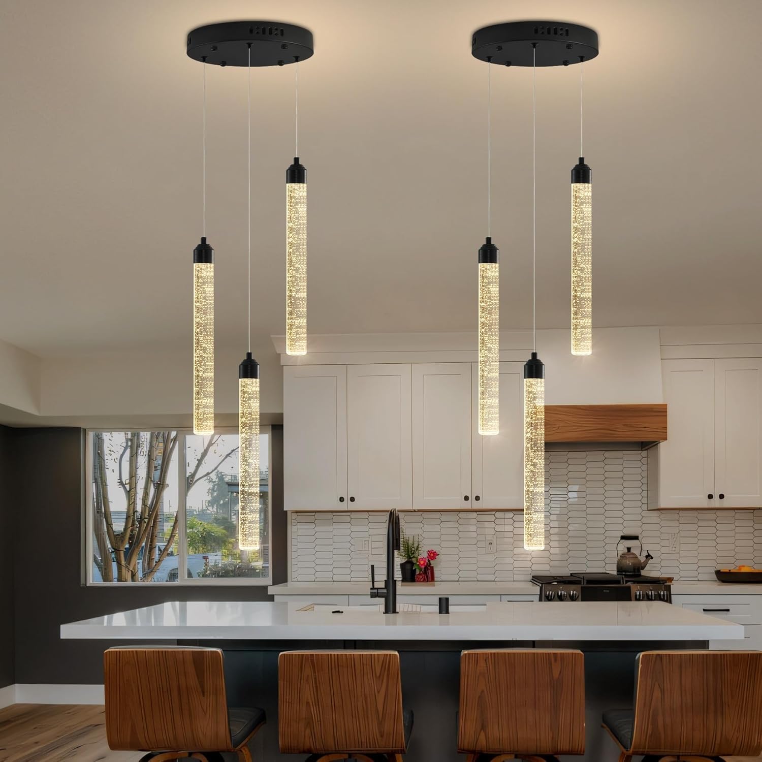 Lustre Moderne en Spirale Noire Réglable Éclairage Cristal sans Éblouissement