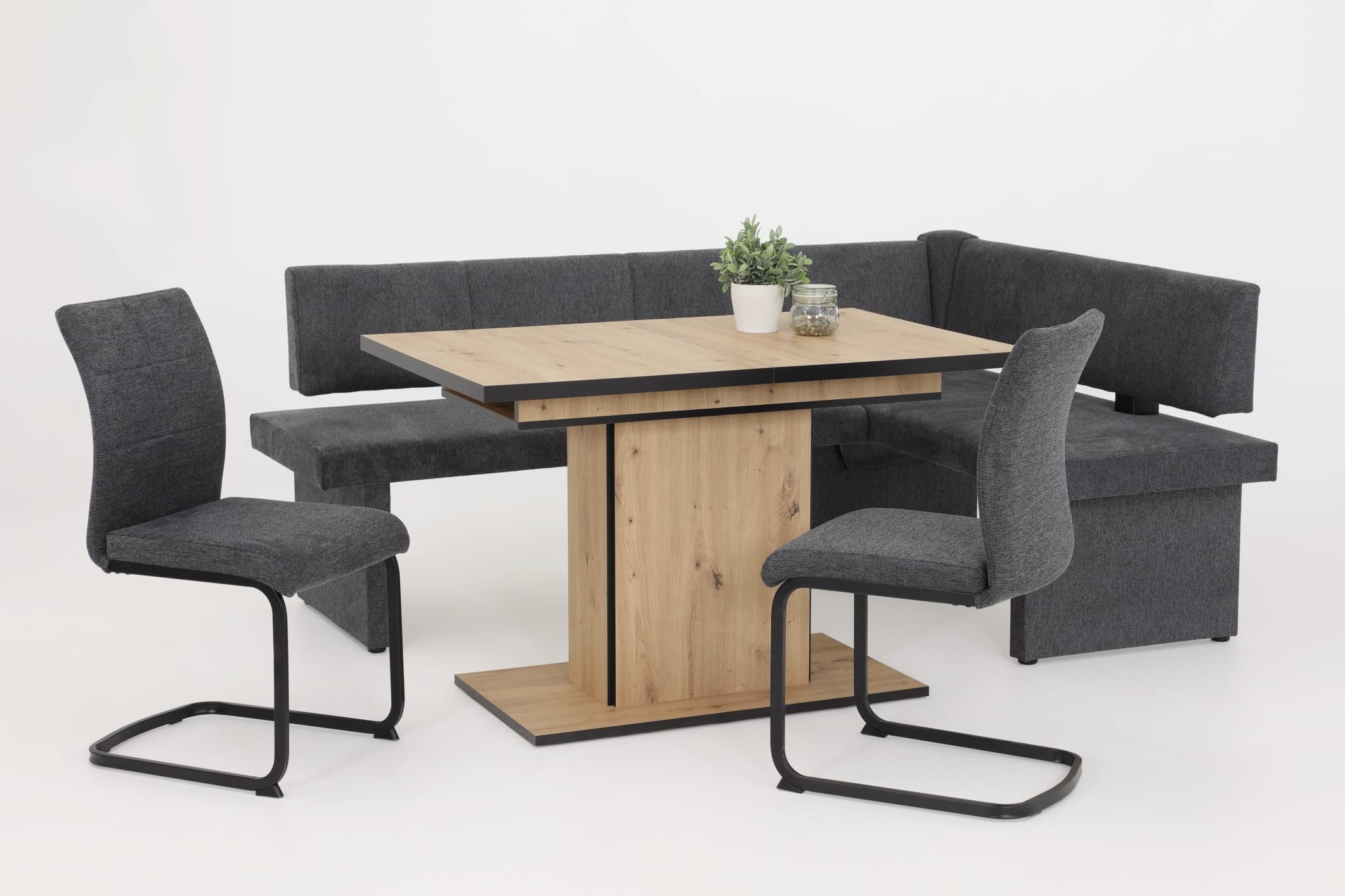 Hela Tische, Esszimmertisch Säulentisch Ariana, Holzwerkstoff melaminbeschichtet, Dekor Artisan, ausziehbar 120-160x80x76cm