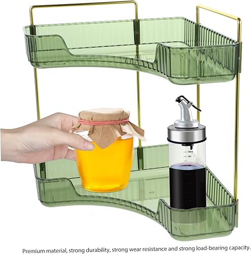 Miniatura 5 de Estante organizador de esquina de ducha, transparente, dos estantes de almacenamiento para baño y cocina, práctico mostrador de especias y