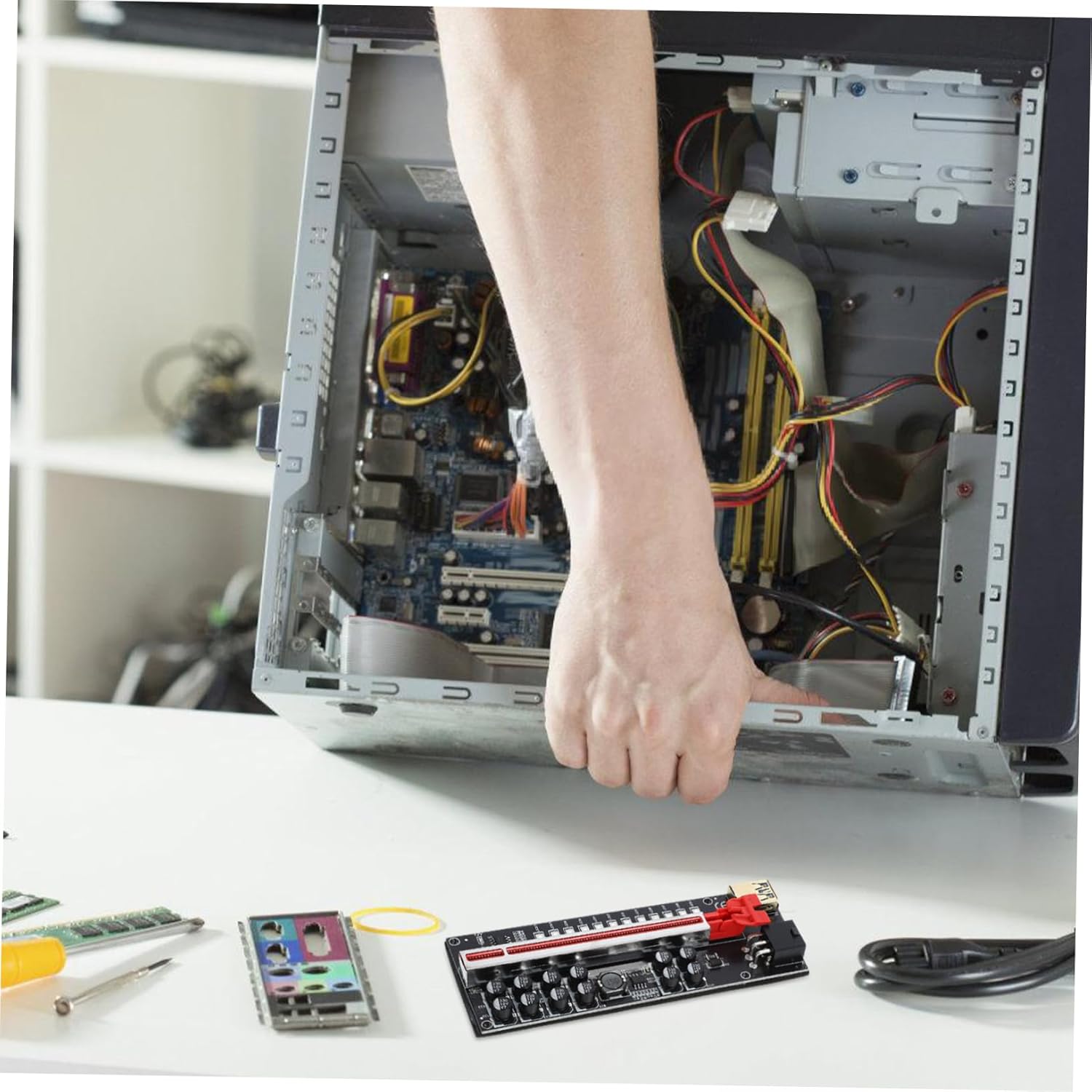 Pcie Riser to Powered Adapter Card for Graphics Card Mining Features Stable Power Supply Solid Capacitors Plated USB Ports for Mining Setup