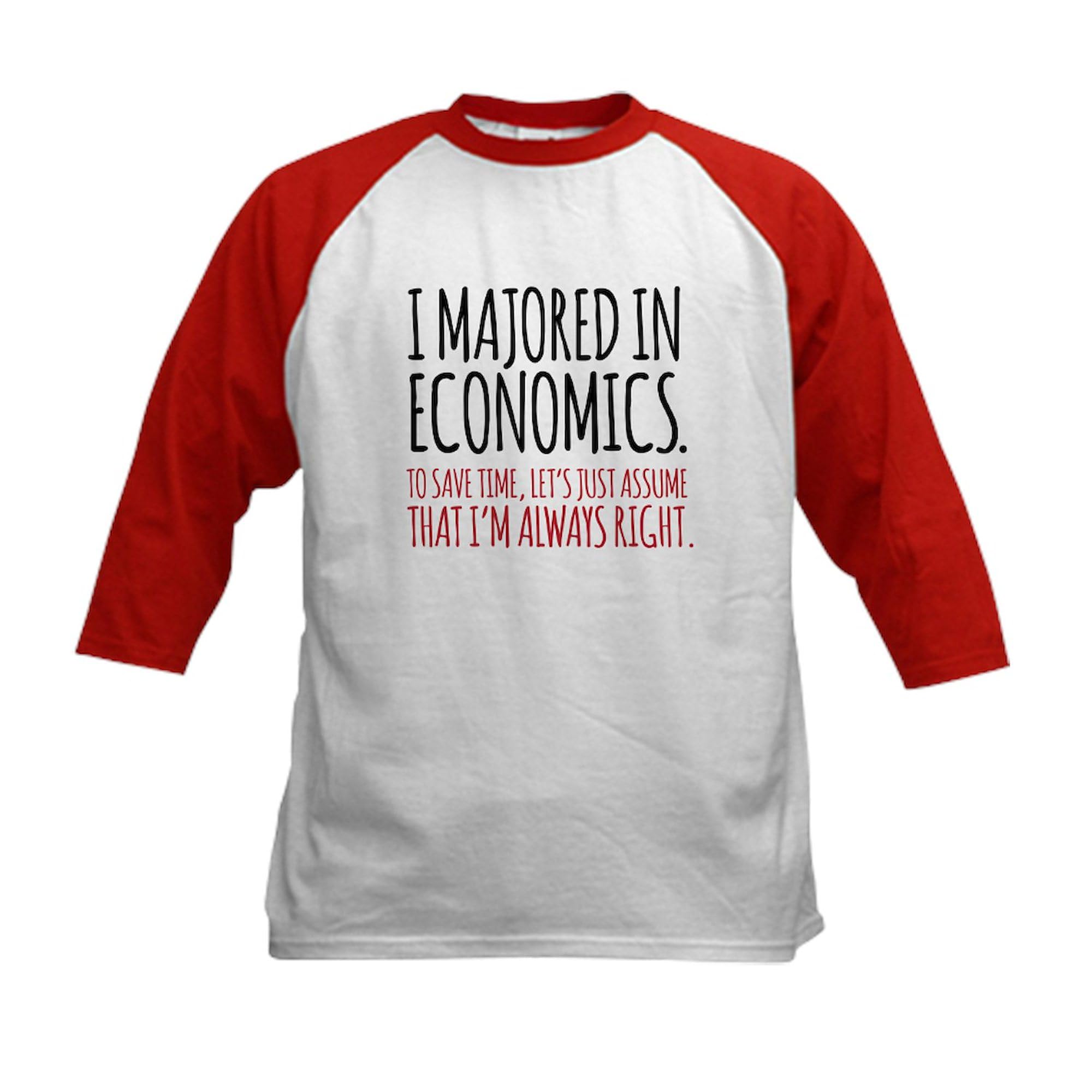 CafePress Majored in Economics Baseball Jersey Kids Cotton Baseball Jersey, 3/4 Raglan Sleeve Shirt