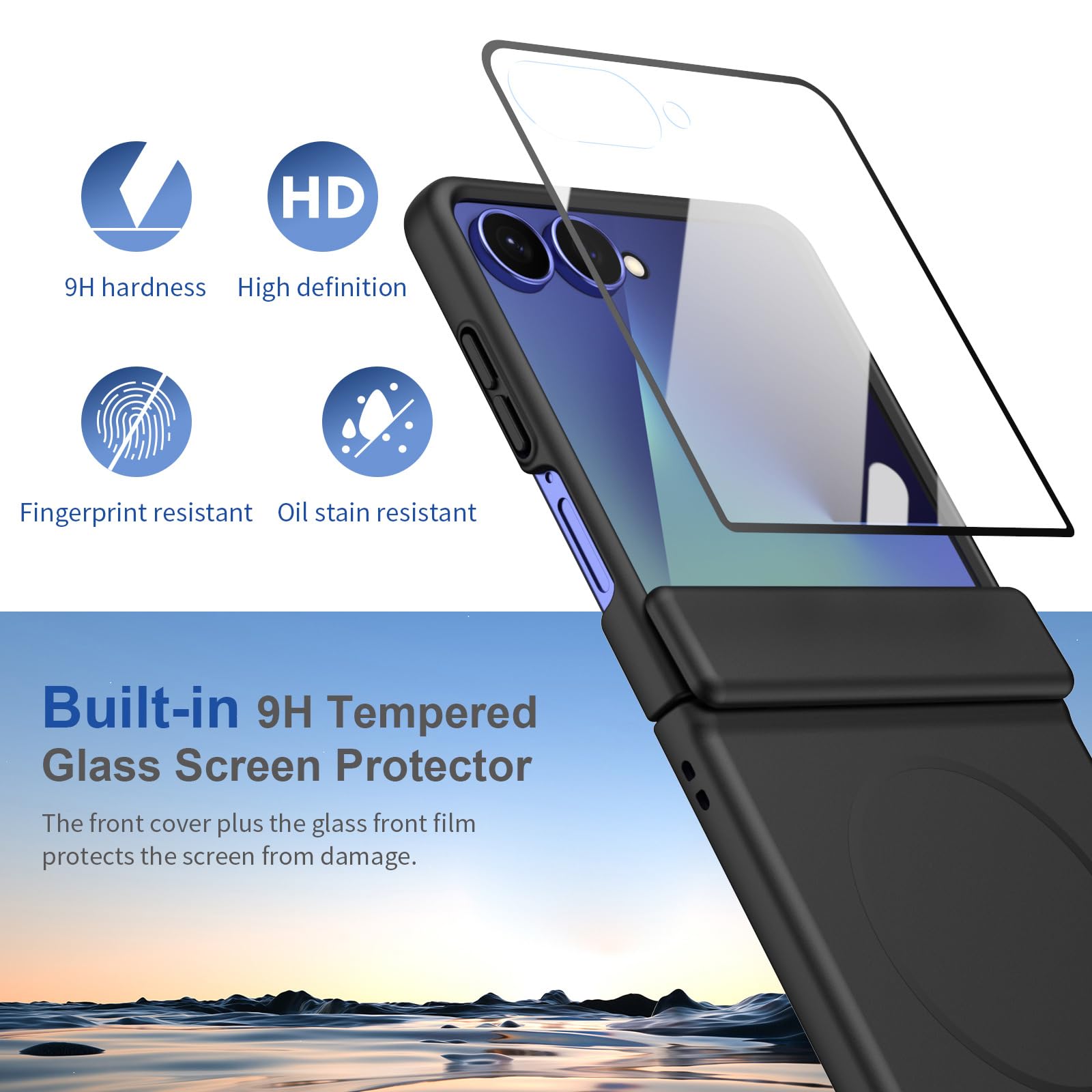 Magnetica Custodia per Samsung Galaxy Z Flip 8, Glassata Anti-Graffio