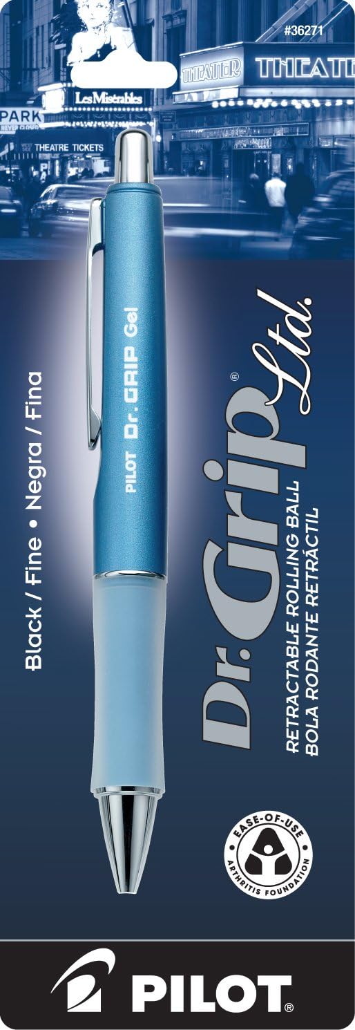 Pilot (36271) Dr. Grip Ltd. Gel-Rollerball, Fine 0.7mm, Ice Blue Finish, Black Ink, Sold as 2/Pack