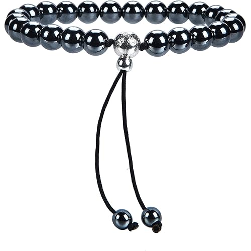 Cherry Tree Collection Mala Bracelet | 8mm Natural Gemstone Round Beads, Guru Bead, Durable Nylon Cord | Adjustable Length | Men and Women