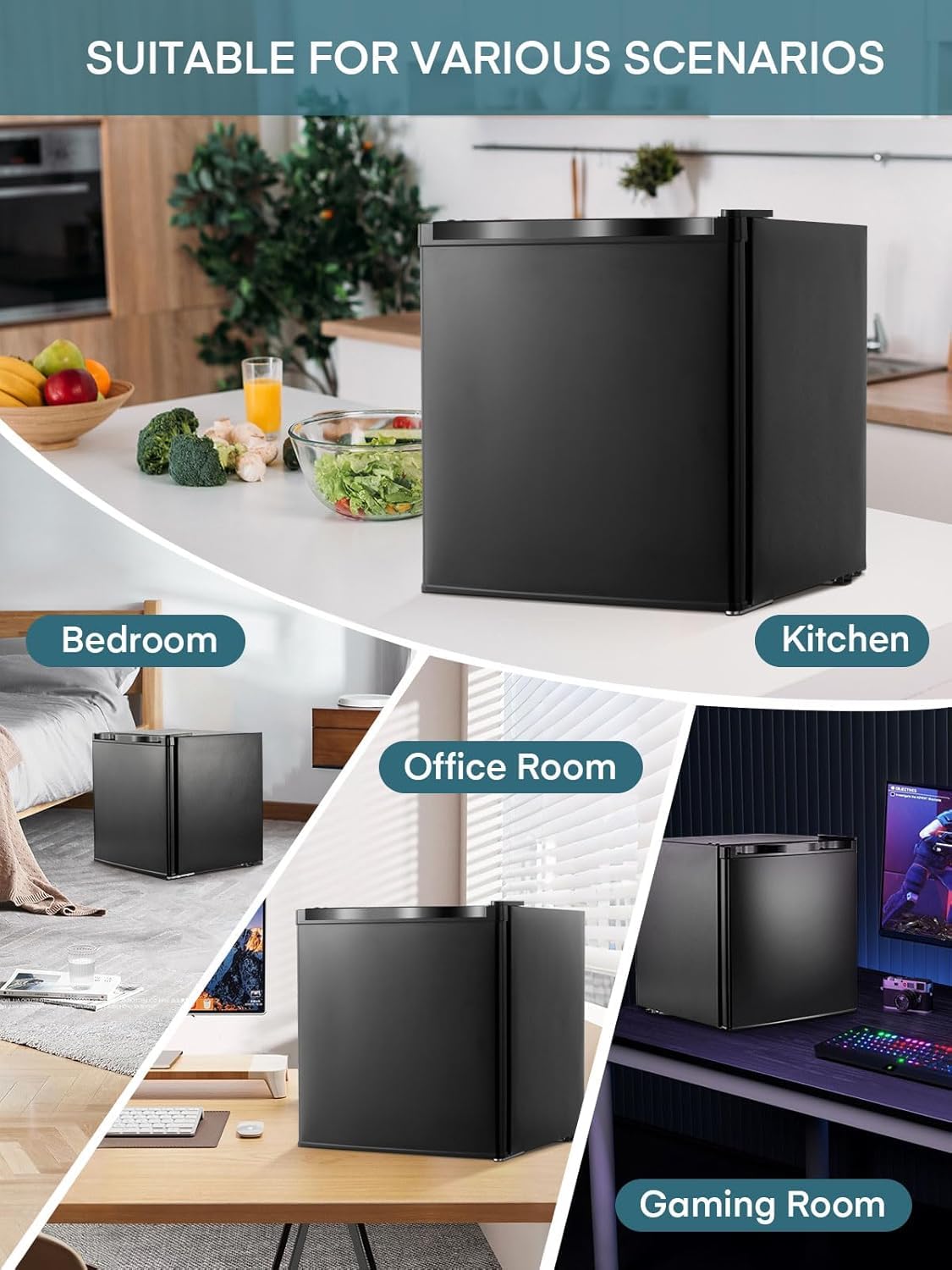 FOHERE Mini Freezer With Fridge, 33 Litre Capacity - For Counter Tops - 4* Rating - Adjustable Temperature and Removable Wire Shelf for Bedrooms, Home,Apartment, Office — view 8